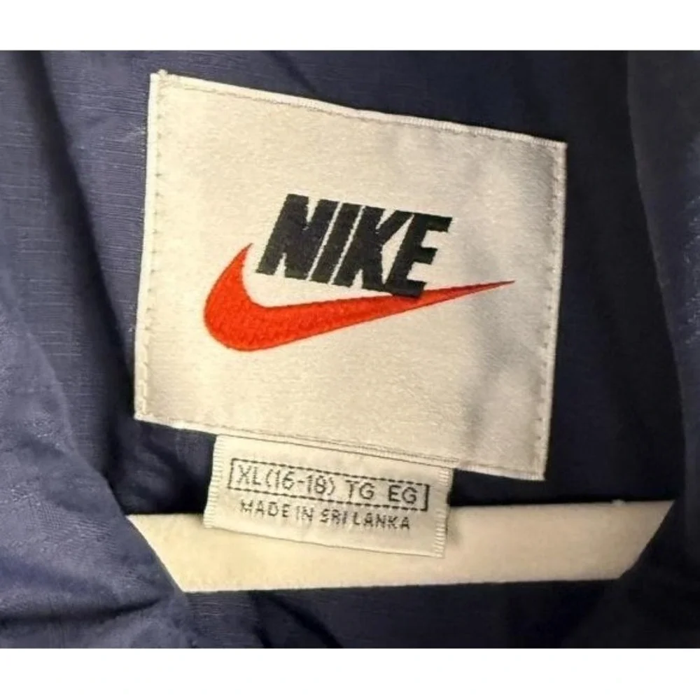 VTG Nike Jacket Boys XL 16-18 Navy Blue Windbreaker Full Zip Swoosh Mesh Running